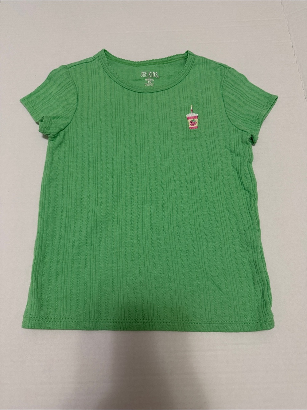 Garanimals Bright Green Ribbed Short Sleeve Tee with Drink Patch
